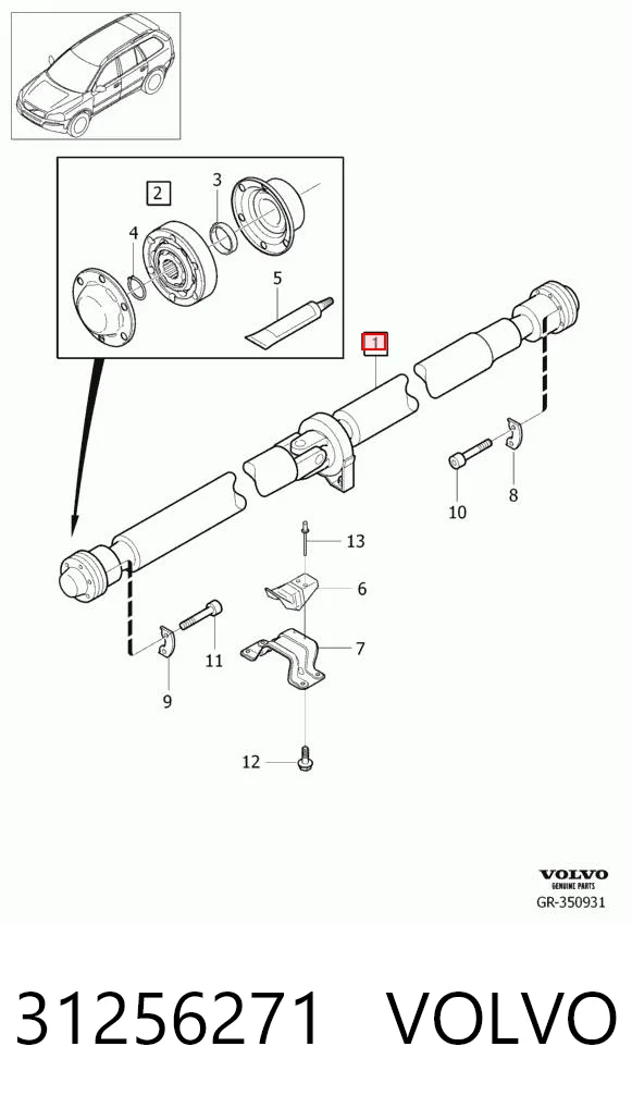 31256271 Volvo Junta universal traseira montada