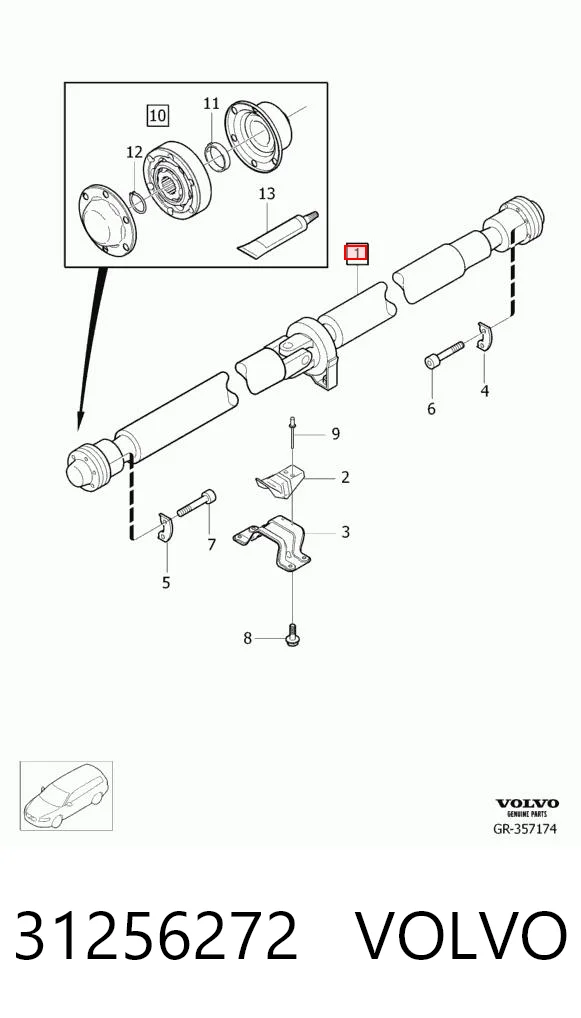 31256272 Volvo Junta universal traseira montada