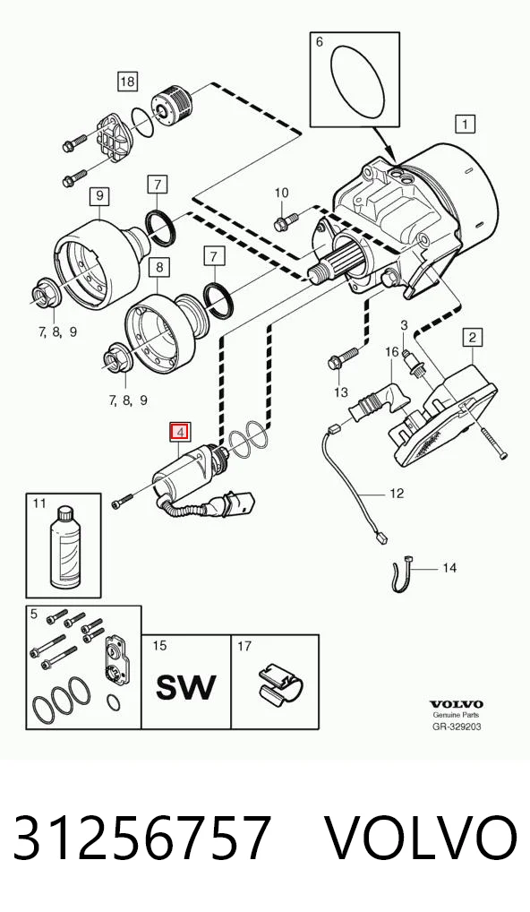 31256757 Volvo Bomba de acoplamento Haldex