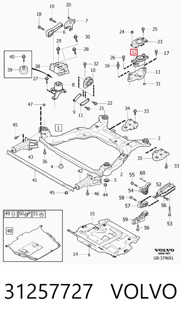 31257727 Volvo Coxim (suporte) esquerdo de motor