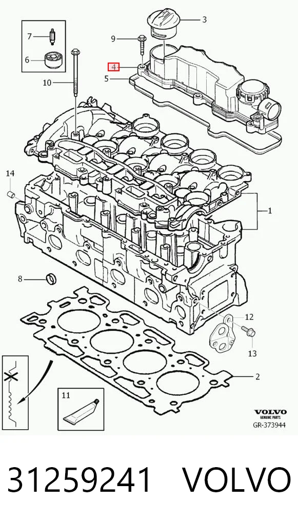 31259241 Volvo Tampa de válvulas