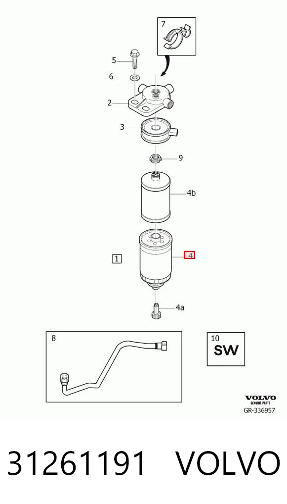 31261191 Volvo Filtro de combustível