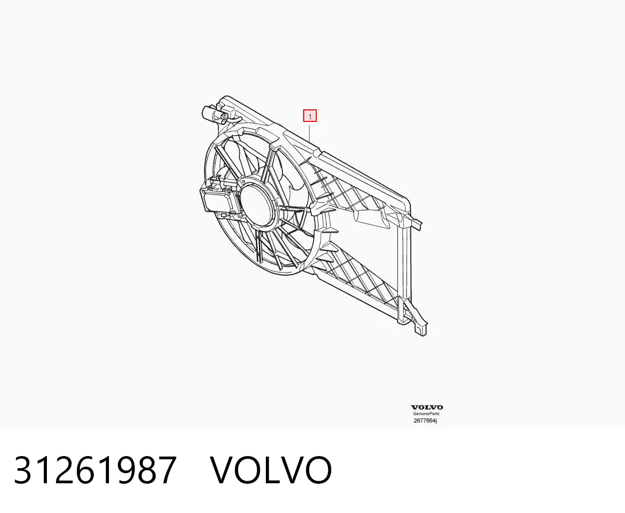 31261987 Volvo Difusor do radiador de esfriamento, montado com motor e roda de aletas