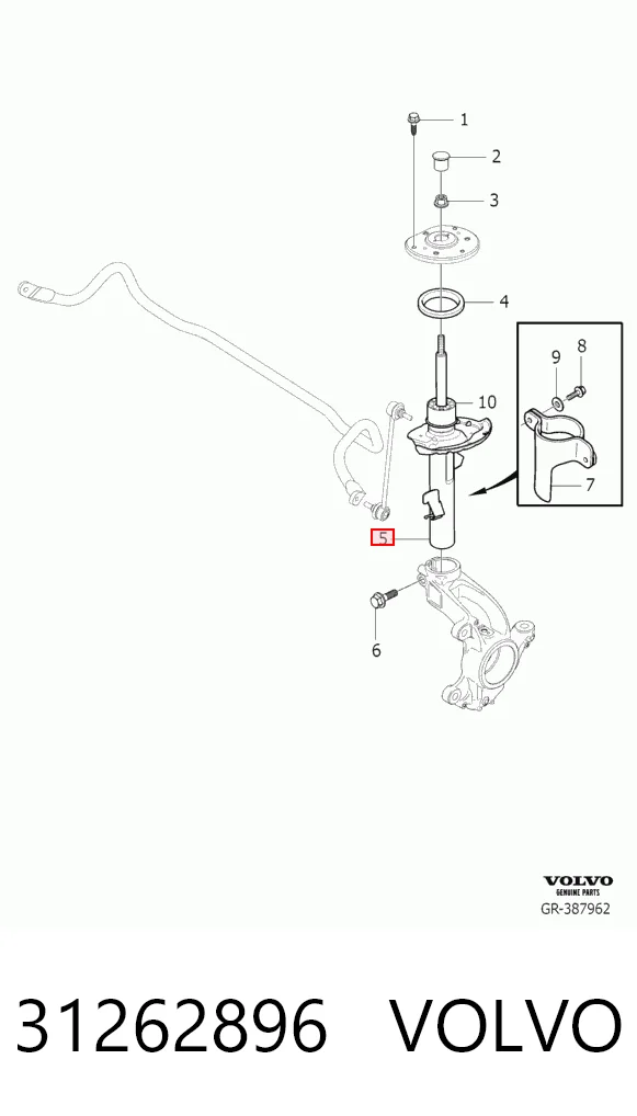 31262896 Volvo Amortecedor dianteiro direito