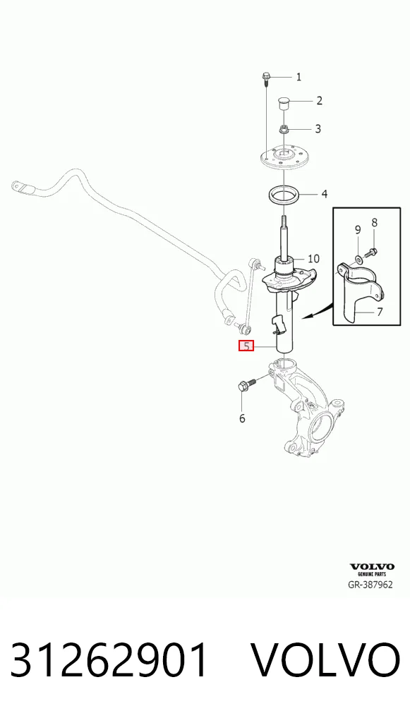31262901 Volvo Amortecedor dianteiro esquerdo