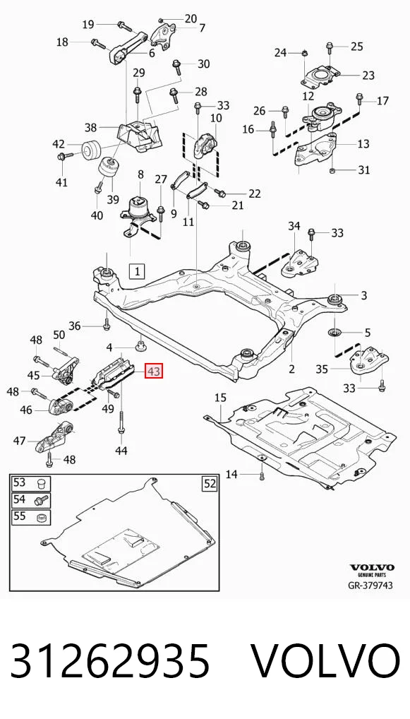 31262935 Volvo Coxim (suporte) esquerdo de motor