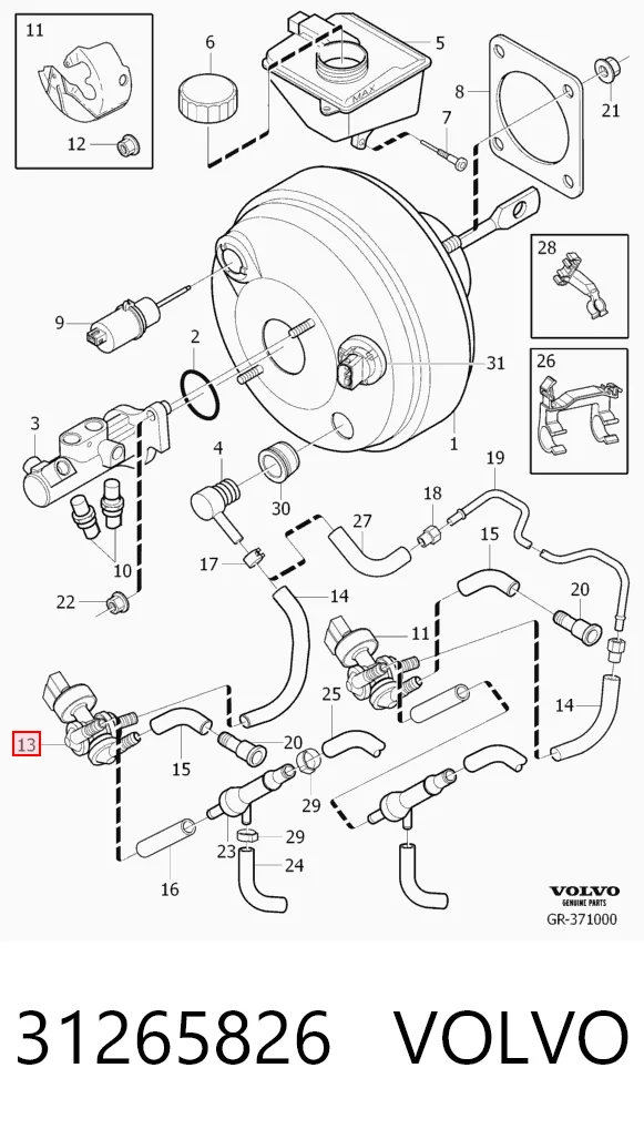 31265826 Volvo Válvula de impulsionador de vácuo dos freios
