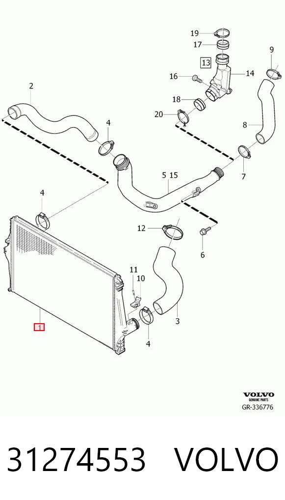 31274553 Volvo Radiador de intercooler