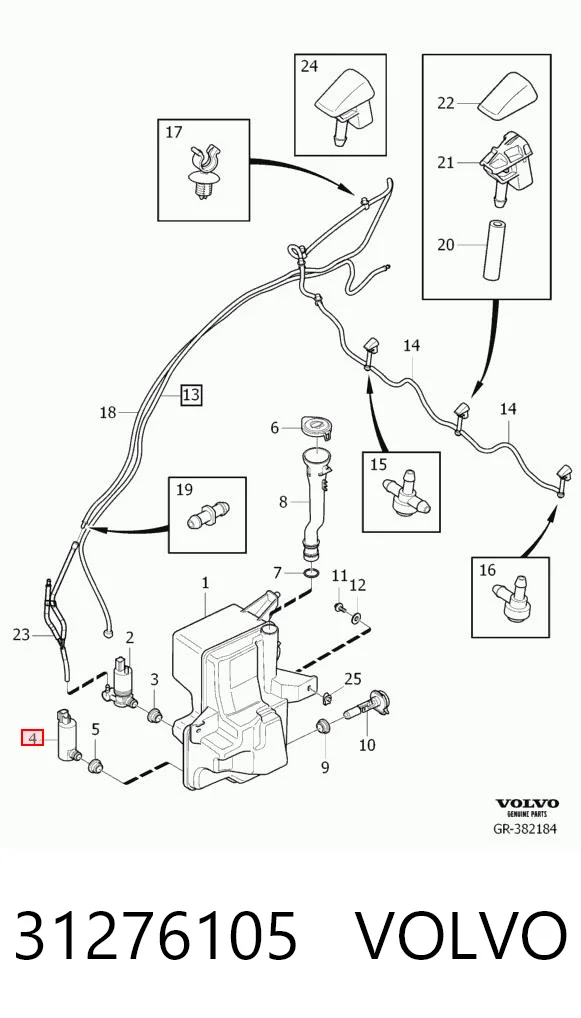 31276105 Volvo Bomba do motor de fluido para lavador das luzes