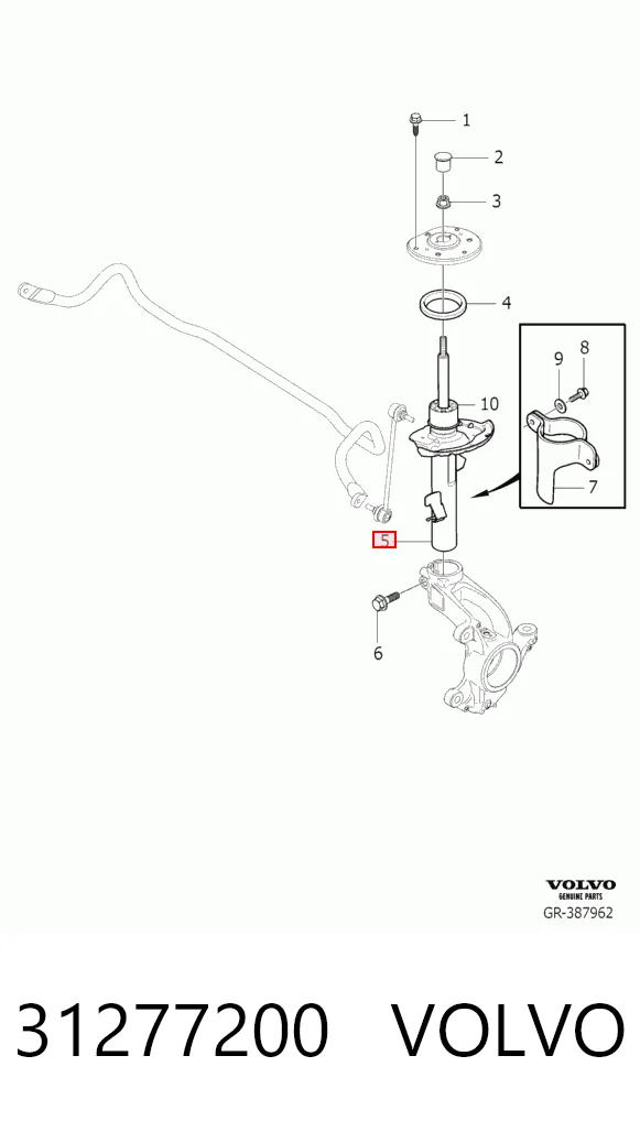 31277200 Volvo Amortecedor dianteiro direito
