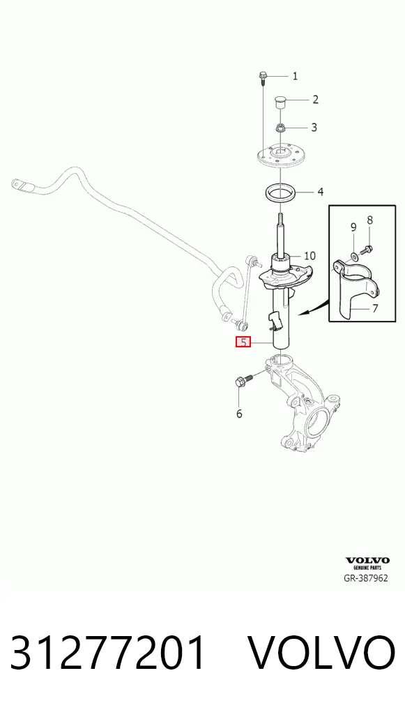 31277201 Volvo Amortecedor dianteiro esquerdo