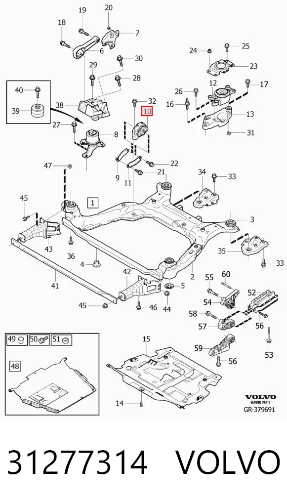 31277314 Volvo Coxim (suporte) inferior de motor