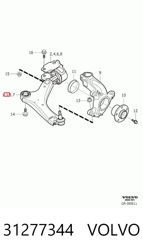 31277344 Volvo Braço oscilante inferior direito de suspensão dianteira