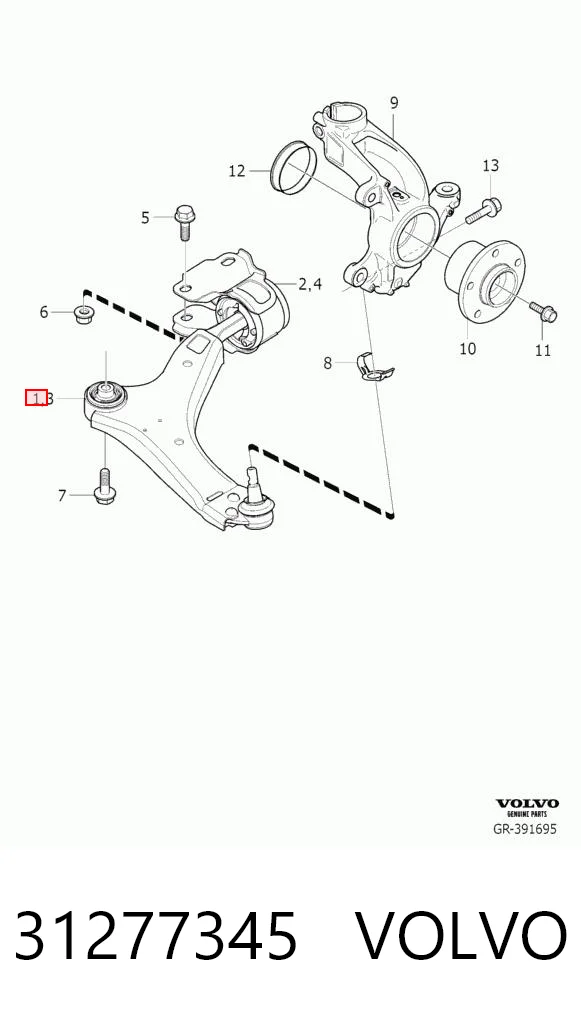31277345 Volvo Braço oscilante inferior esquerdo de suspensão dianteira