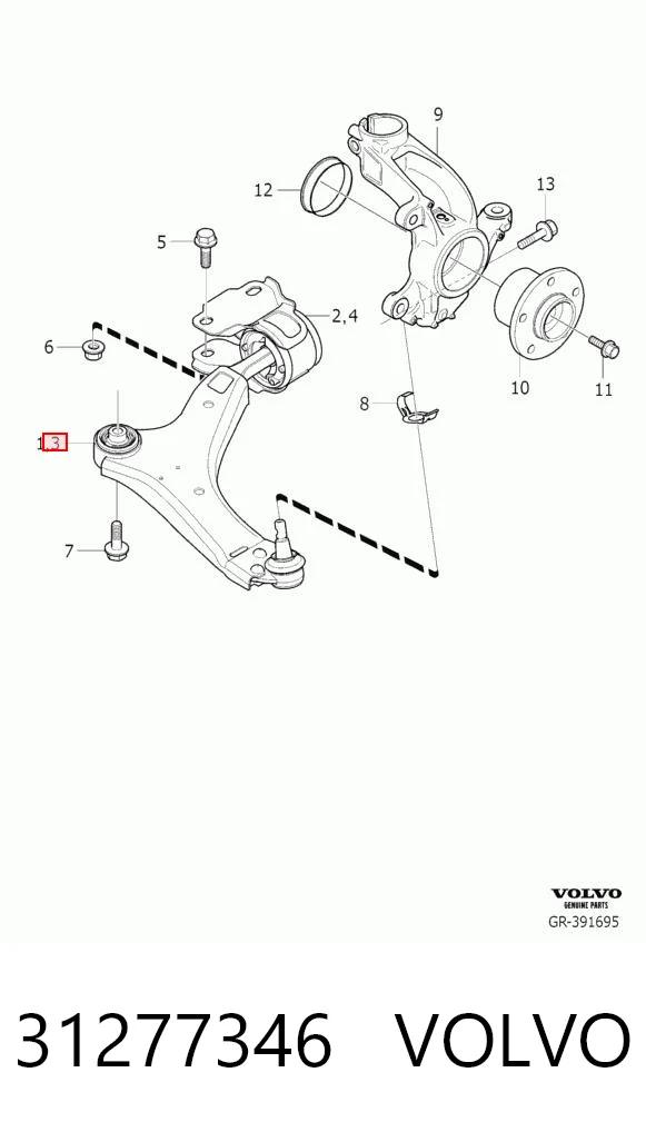 31277346 Volvo Braço oscilante inferior direito de suspensão dianteira
