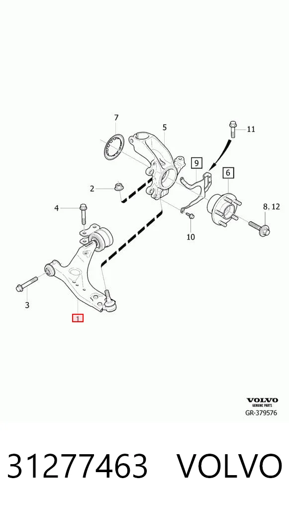 31277463 Volvo Braço oscilante inferior esquerdo de suspensão dianteira
