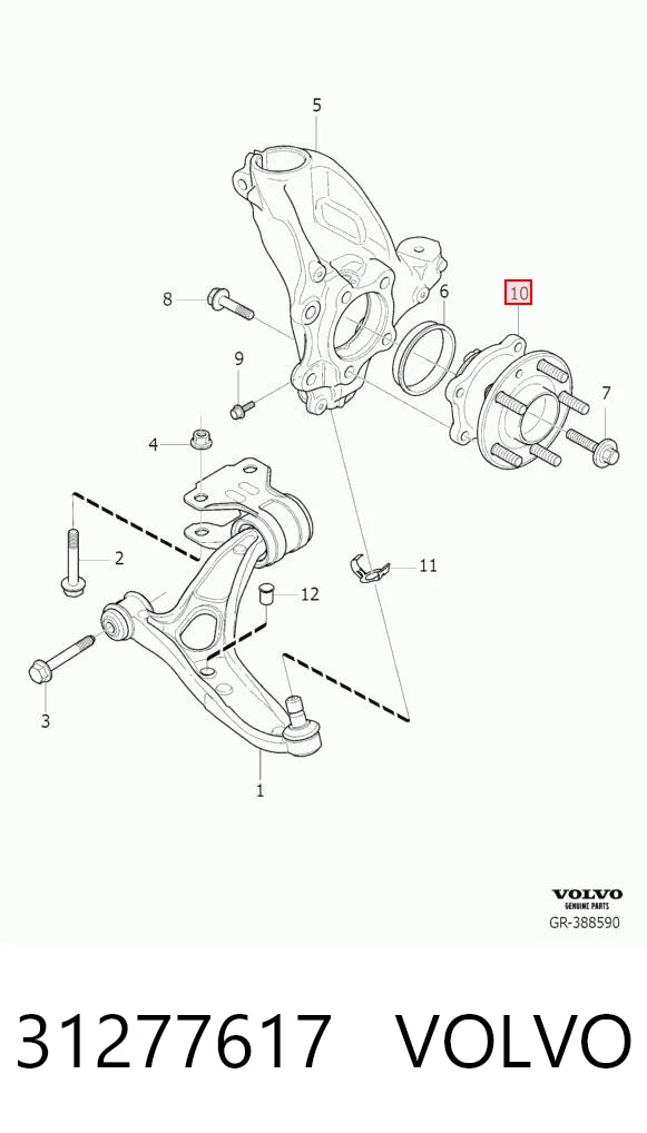 Cubo dianteiro para Volvo V40 525, 526