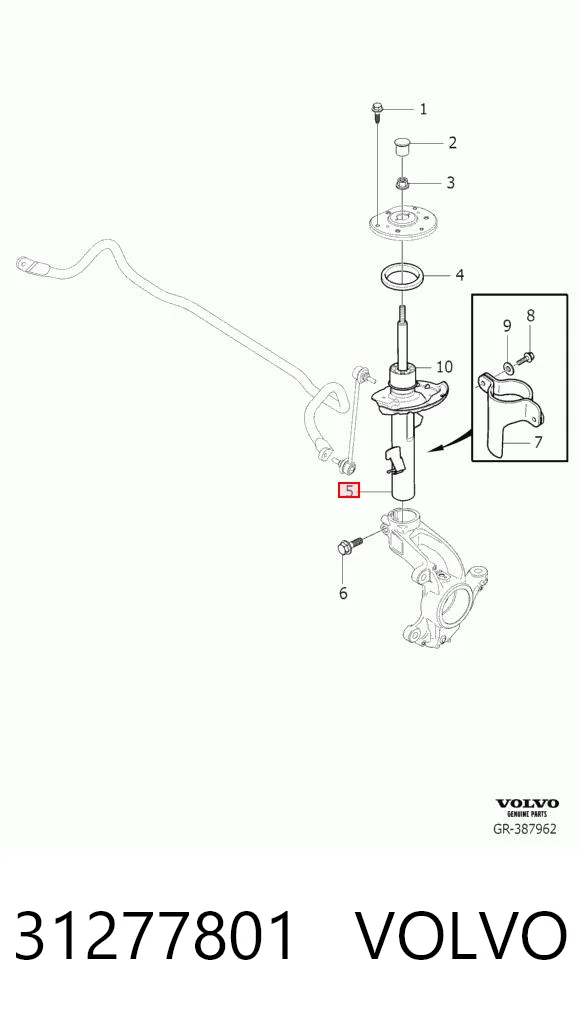 31277801 Volvo Amortecedor dianteiro esquerdo