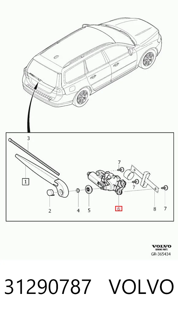 31290787 Volvo Motor de limpador pára-brisas de vidro traseiro
