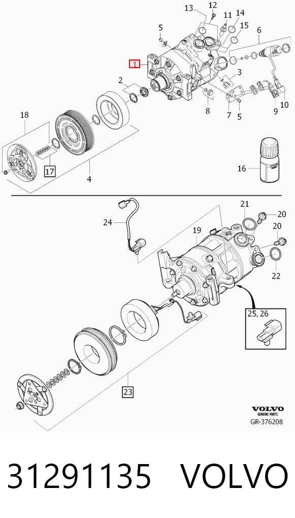 31291135 Volvo Compressor de aparelho de ar condicionado
