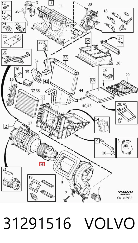 31291516 Volvo Motor de ventilador de forno (de aquecedor de salão)