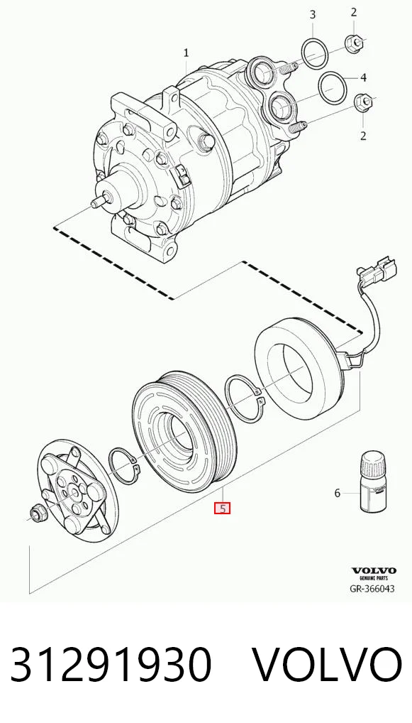 31291930 Volvo Polia do compressor de aparelho de ar condicionado
