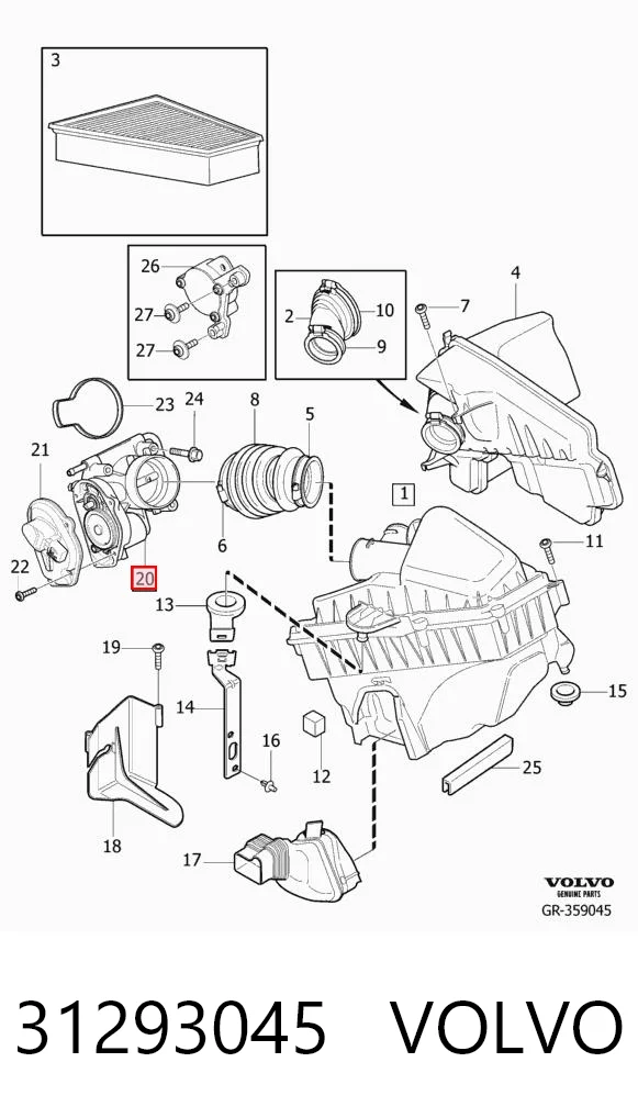 31293045 Volvo Válvula de borboleta montada