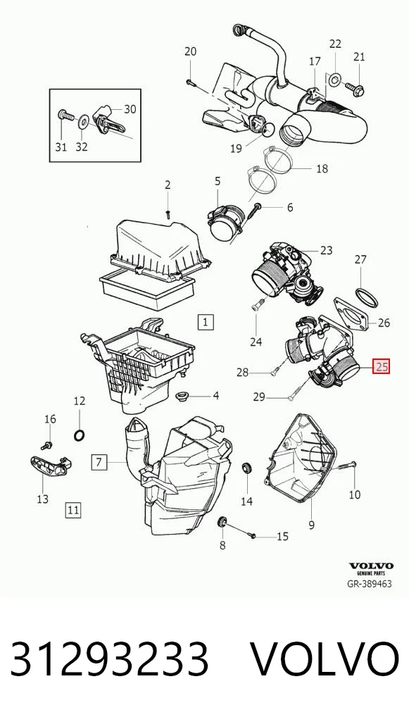 31293233 Volvo Válvula de borboleta montada