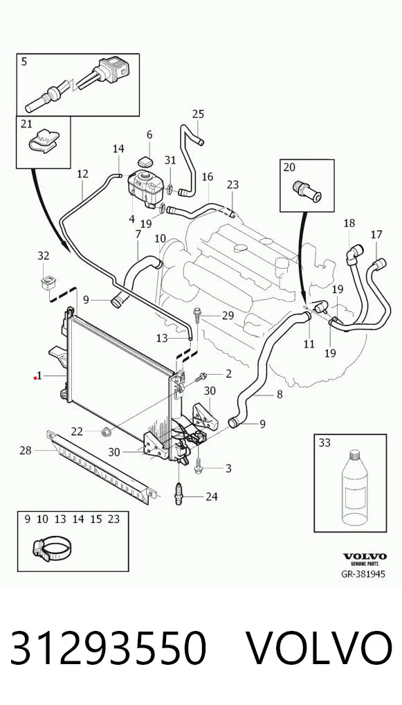 31293550 Volvo Radiador de esfriamento de motor