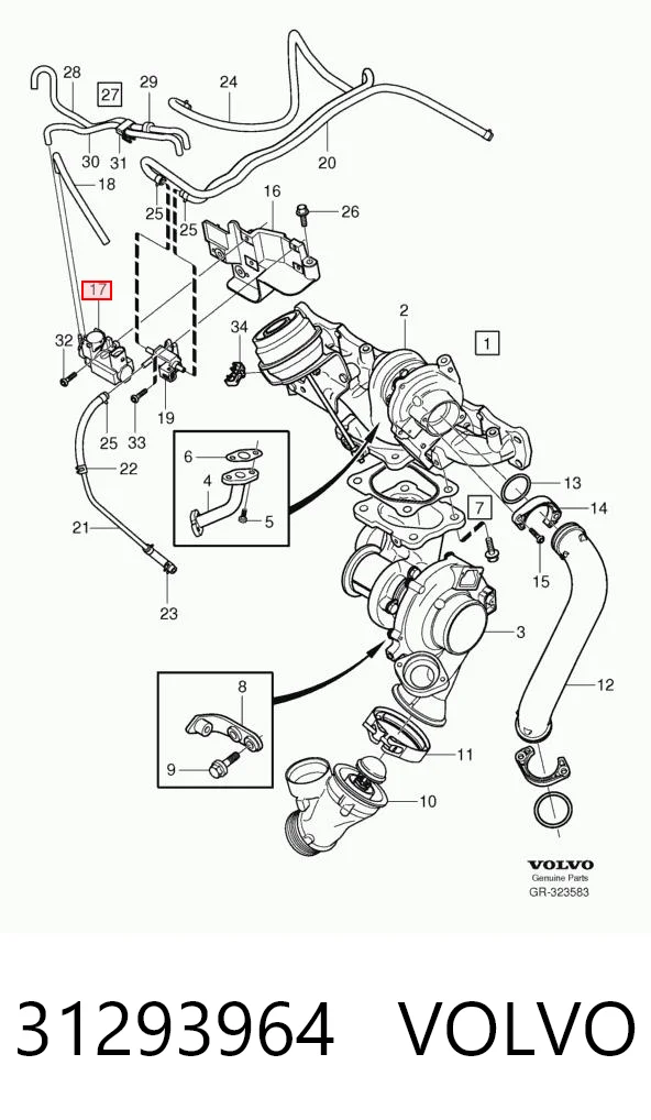 31293964 Volvo Convertidor de pressão (solenoide) de supercompressão