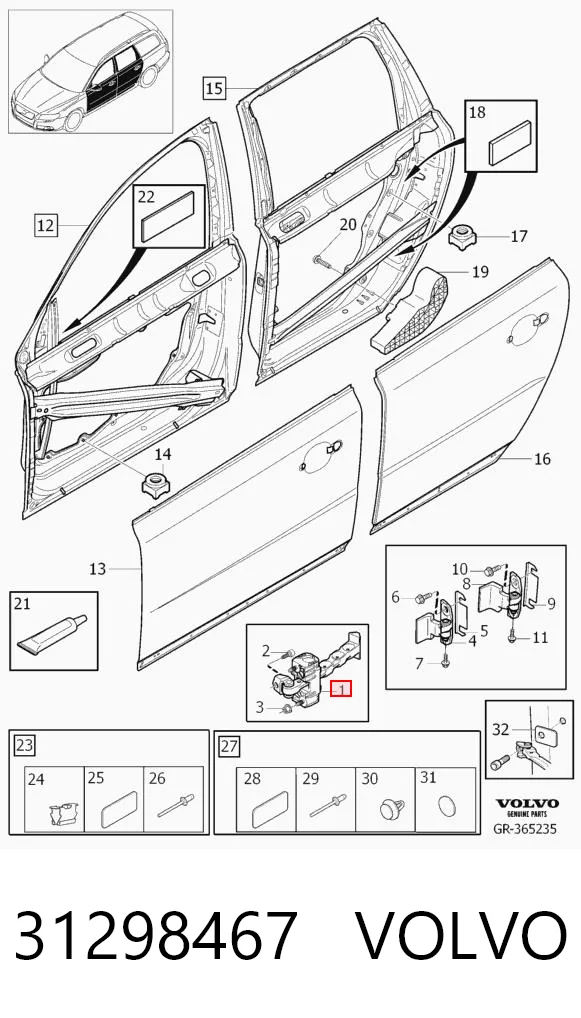 31298467 Volvo Limitador traseiro de abertura de porta