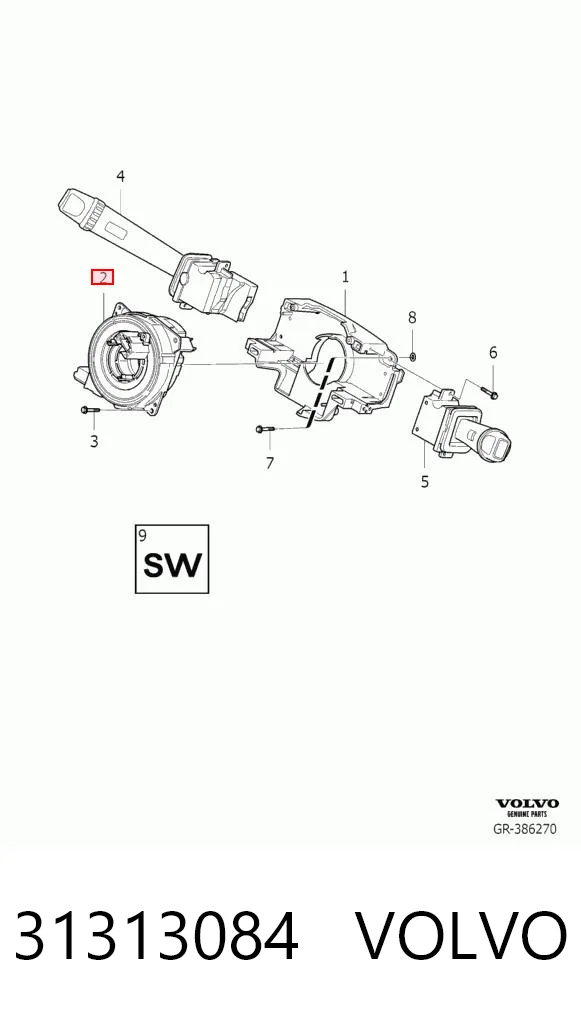 31313084 Volvo Anel AIRBAG de contato, cabo plano do volante