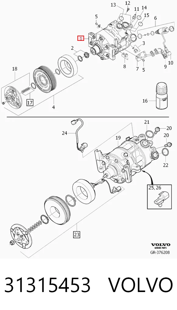 31315453 Volvo Compressor de aparelho de ar condicionado