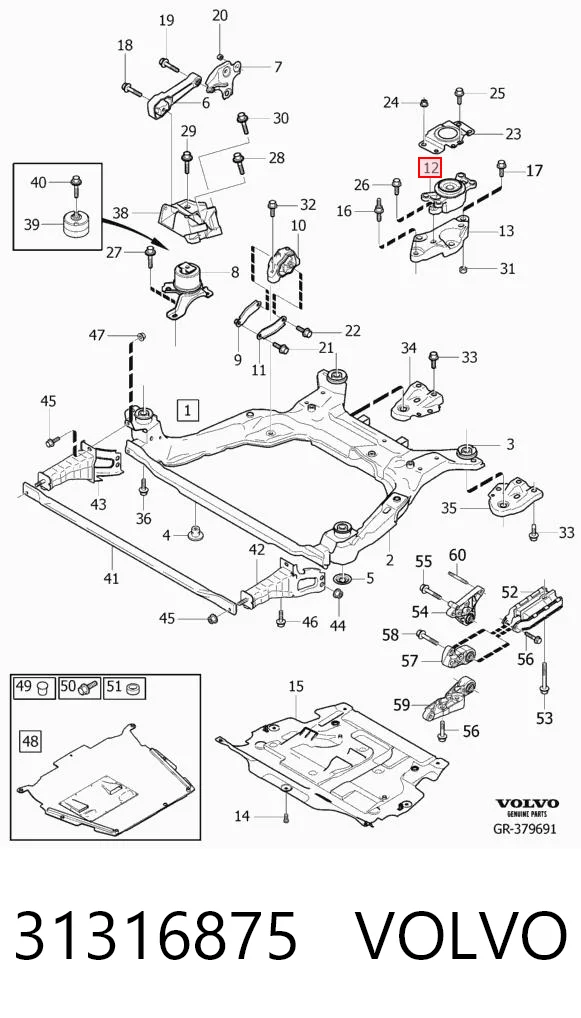 31316875 Volvo Coxim (suporte) esquerdo de motor