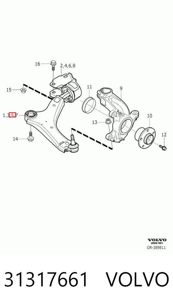 31317661 Volvo Braço oscilante inferior esquerdo de suspensão dianteira