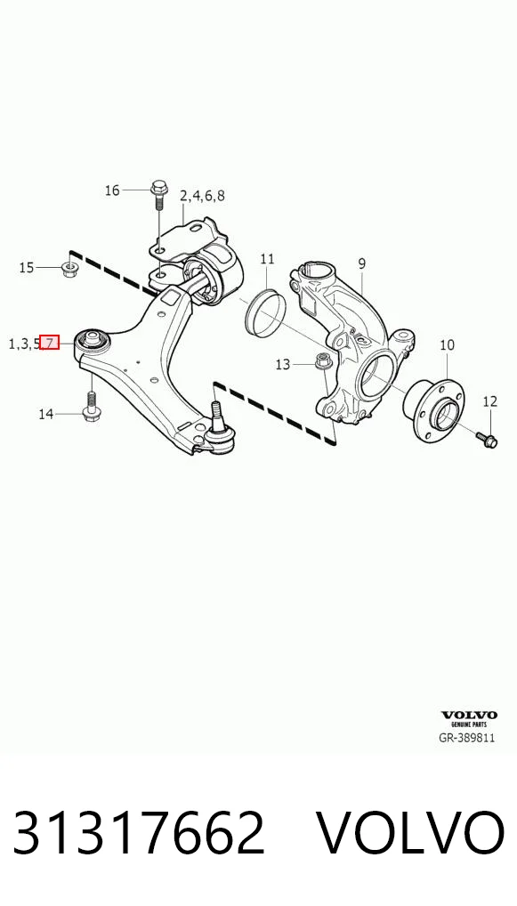31317662 Volvo Braço oscilante inferior direito de suspensão dianteira