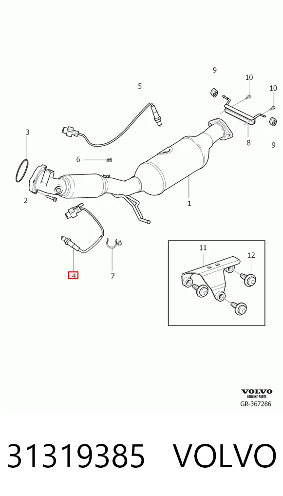 31319385 Volvo Sonda lambda, sensor de oxigênio até o catalisador