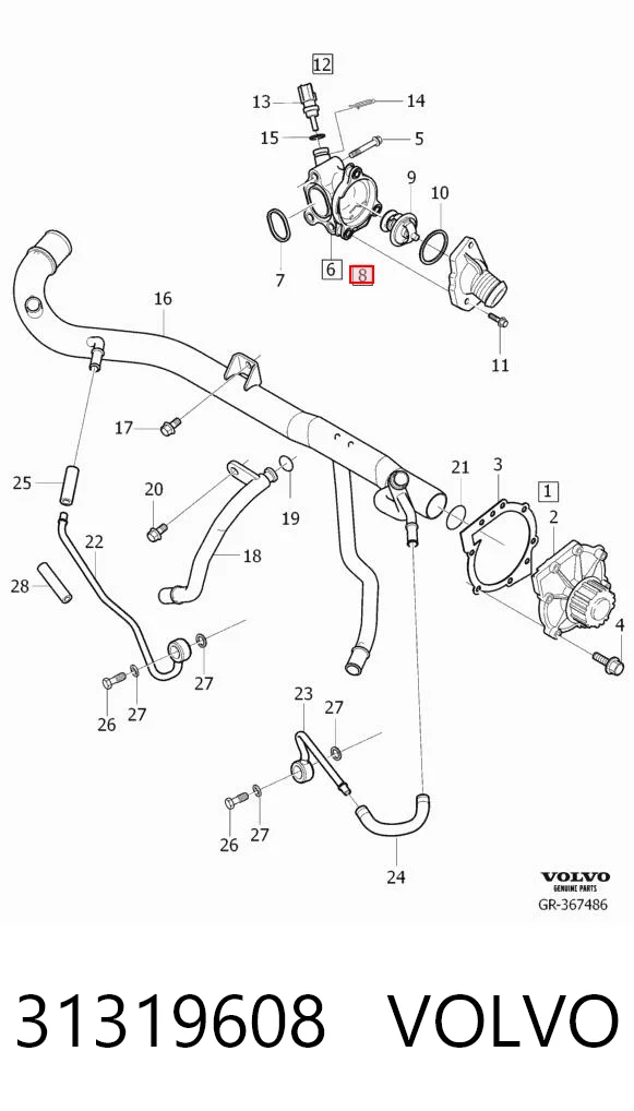 31319608 Volvo Termostato