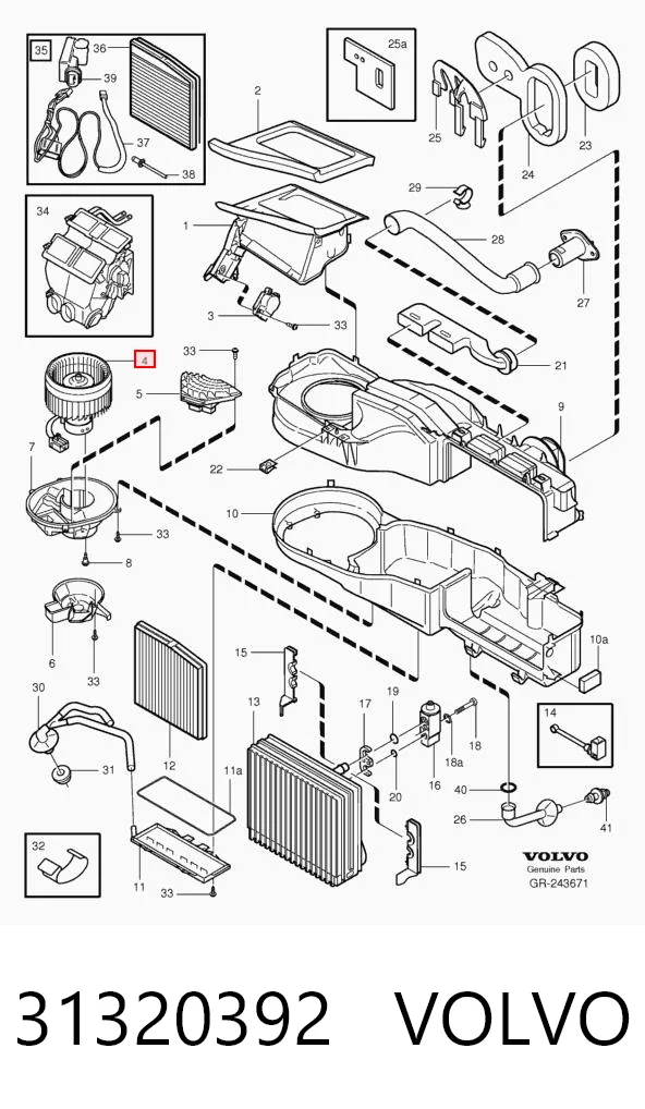 31320392 Volvo Motor de ventilador de forno (de aquecedor de salão)