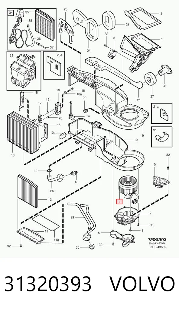 31320393 Volvo Motor de ventilador de forno (de aquecedor de salão)