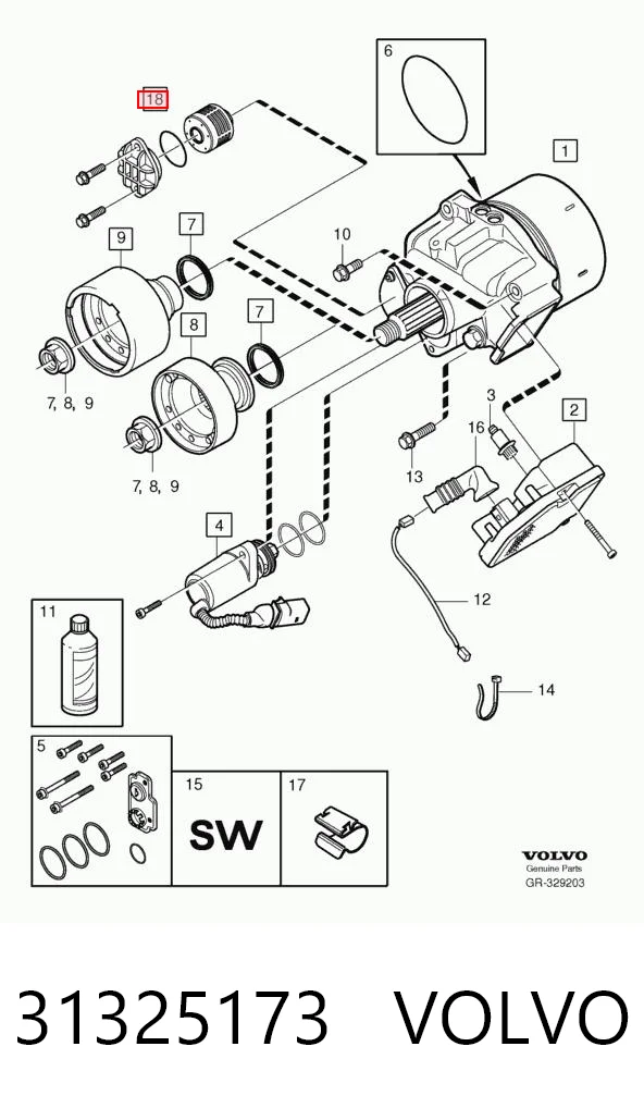 31325173 Volvo Filtro de redutor traseiro (de acoplamento Haldex)