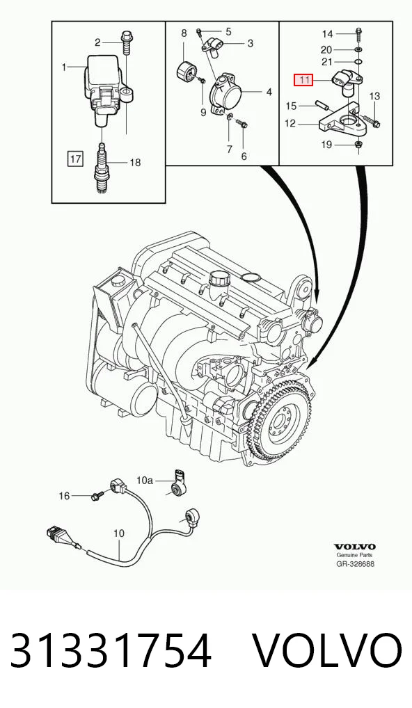 31331754 Volvo Sensor de posição (de revoluções) de cambota