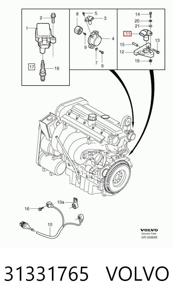 31331765 Volvo Sensor de posição (de revoluções) de cambota