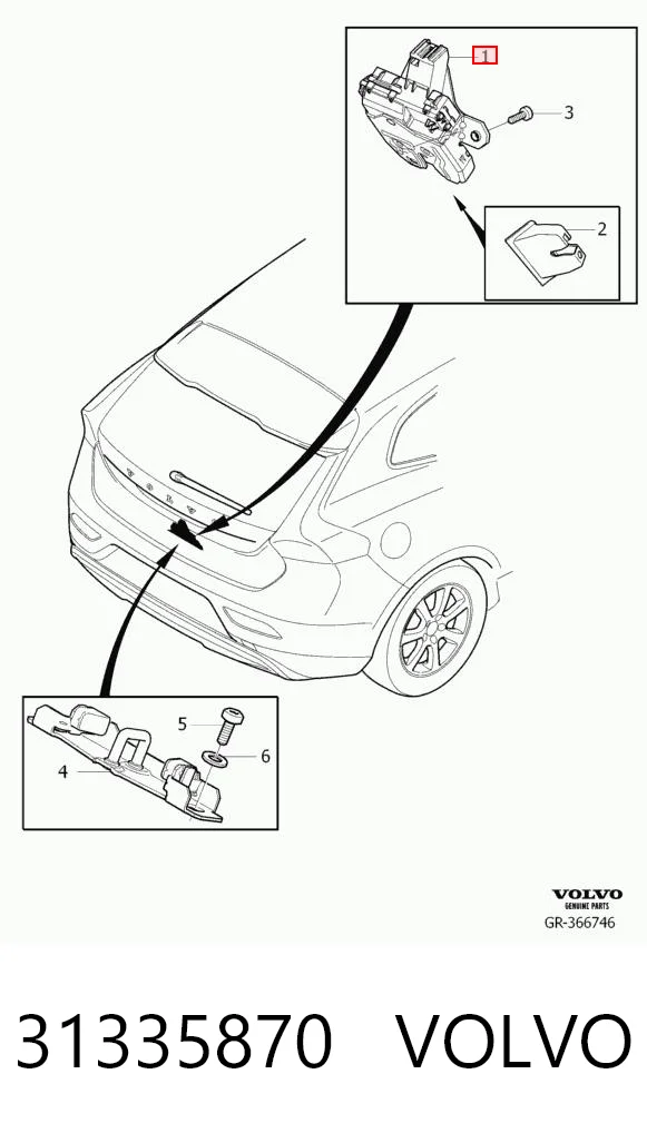Fecho de tampa de porta-malas (de 3ª/5ª porta traseira) para Volvo V40  525, 526