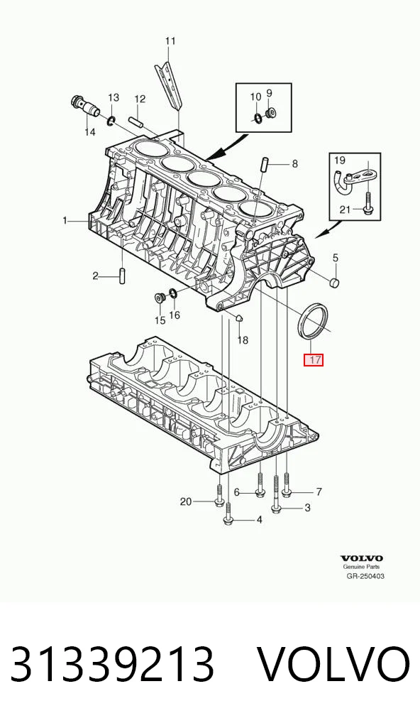 31339213 Volvo Vedação traseira de cambota de motor