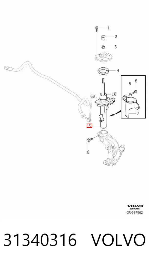 31340316 Volvo Amortecedor dianteiro direito