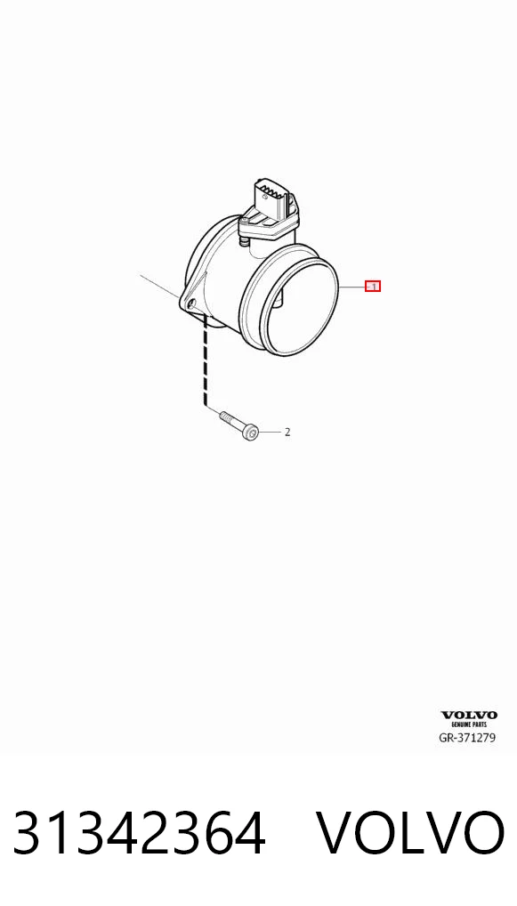 31342364 Volvo Sensor de fluxo (consumo) de ar, medidor de consumo M.A.F. - (Mass Airflow)