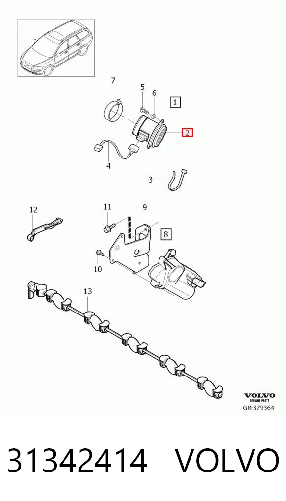 31342414 Volvo Sensor de fluxo (consumo) de ar, medidor de consumo M.A.F. - (Mass Airflow)