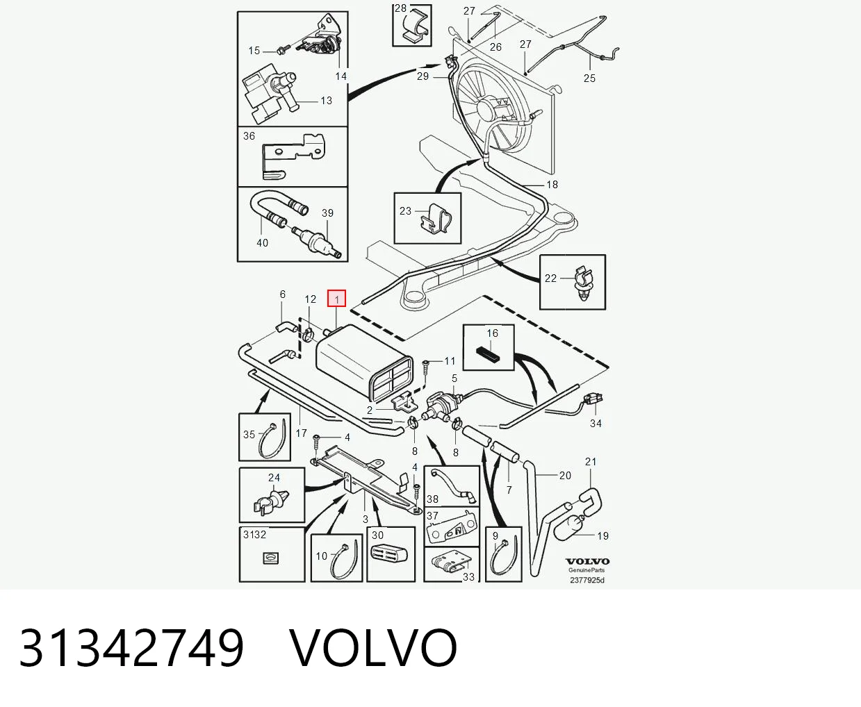 31342749 Volvo Adsorvedor dos vapores de combustível