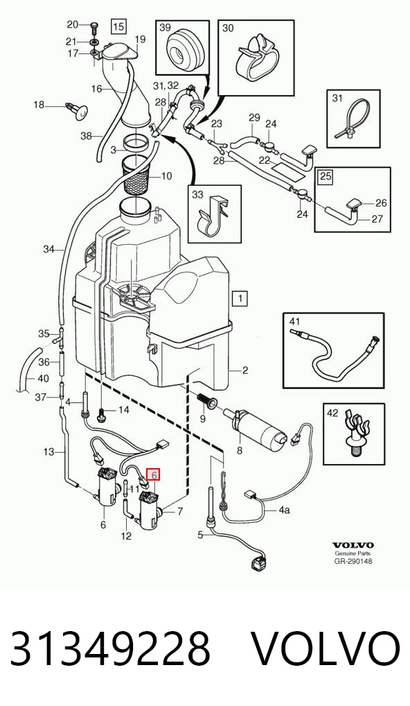 31349228 Volvo Bomba de motor de fluido para lavador de vidro dianteiro/traseiro